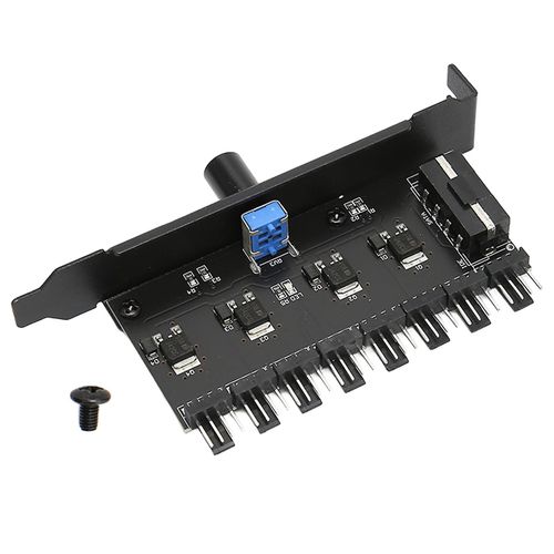 PC Fan Hub 8 Canaux Bouton Refroidissement Ventilateur Vitesse Contrôleur pour CPU Châssis Disque Dur VGA PWM Fan PCI Bracket