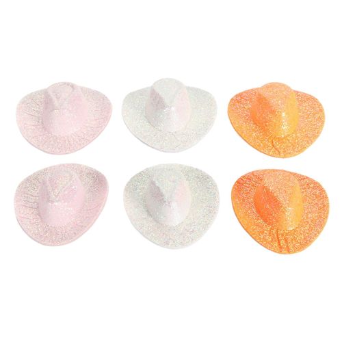 6pcs Mini Western Cowboy Cowgirl Chapeau Glitter Miniature Mignon Poupée Chapeau Robe De Soirée Chapeau Pour Décoration De Maison De Poupée