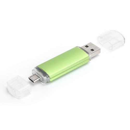 U Disk USB2.0 Mémoire Clé USB 2Plug OTG HighSpeed Téléphone portable Accessoires d¿ordinateur Cadeau (Vert 16GB)