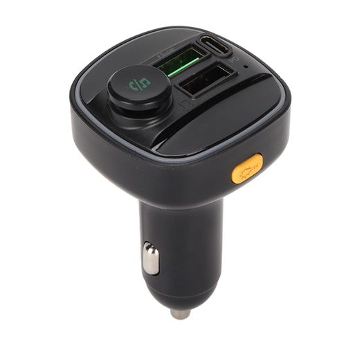 Chargeur De Voiture Transmetteur Radio Fm Sans Fil Double Usb Adaptateur Bluetooth À Charge Rapide Avec Lumière Led Noir