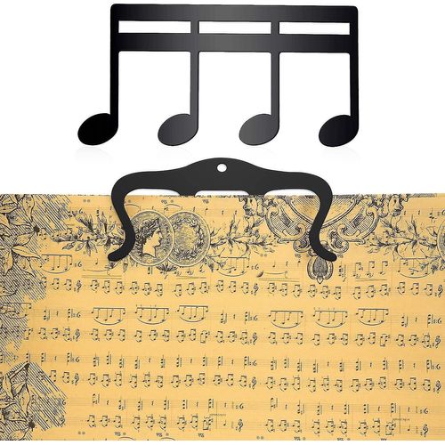 (Noir)2 Pack Metal Sheet Music Clips, Music Stand Clip Sheet Music Clip Music Note Clip Book Page Holder For Outdoor Play, Piano, Guitare, Violon, Key