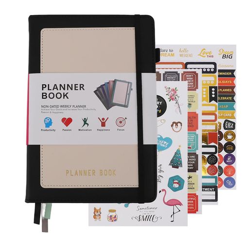 Journal Notebook A5 Collège Ligné Journaux Cahier Pu Cuir Planificateur Journal Bloc-Notes Pour L¿Agenda Des Affaires Noir
