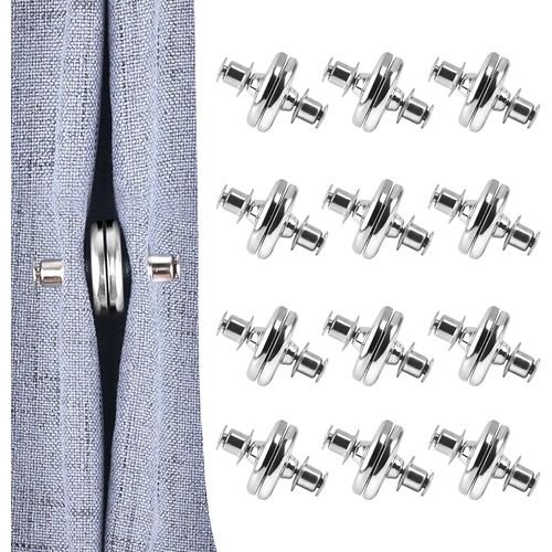 12 Paires Aimant pour Rideaux, Boutons Magnétiques pour Rideaux Magnétique Double Face, Aimant Rideau pour Chambre, Cuisine et Bureau