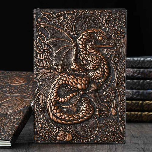 Cahier A5 Dragon 3d En Relief,Bloc-Notes Rétro Européen,Bloc-Notes Épaissi En Pu,Journal Intime,Cadeau D'affaires,Fournitures De Bureau - Type Red Bronze B-A5