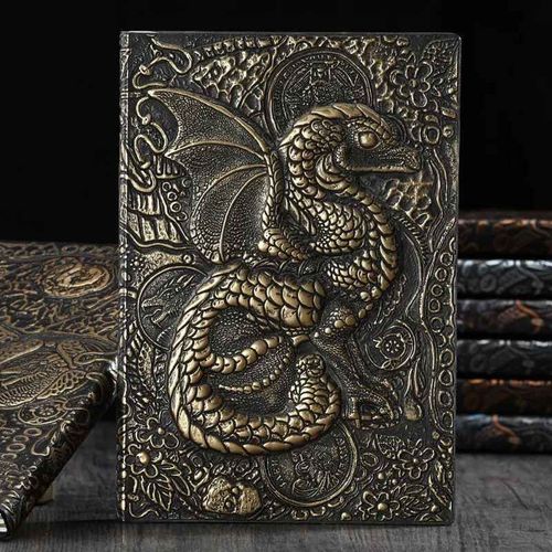 Cahier A5 Dragon 3d En Relief,Bloc-Notes Rétro Européen,Bloc-Notes Épaissi En Pu,Journal Intime,Cadeau D'affaires,Fournitures De Bureau - Type Antique Brass B-A5