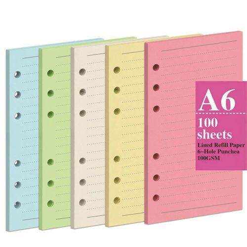 Feuille De Remplacement Colorée Pour Papier De Cristal,Ligne De Page Intérieure,Papeterie Intérieure,Remplacement,Destruction,Recharge,A5,Adt-Lepg,100g,100 - Type 5colors 100pcs-A5