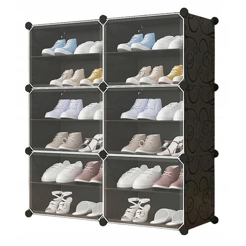 Meuble À Chaussures Modulaire, Mufart, Plastique, 6 Compartiments, 12 Étagères, 85x31x96 Cm