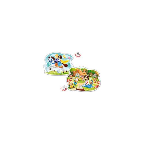 Puzzle Castorland 2 En 1 Outline - Blanche Neige Et Les Sept Nains, 9/15 Pièces