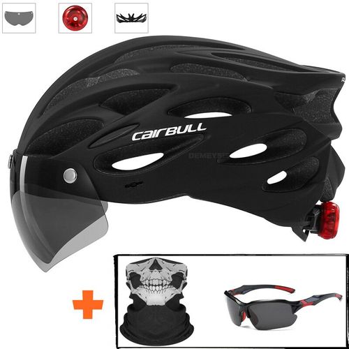 Casque De Sécurité Ultraléger Pour Cyclisme,Moto,Vélo,Feu Arrière,Visière À Lentilles Parfaites,Vélo De Route De Montagne,Extérieur - Type Black C-M(55-59cm)
