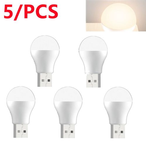 Mini Veilleuse Led Super Lumineuse Pour La Protection Des Yeux,Lampe De Livre,Prise Usb,Charge D'alimentation Mobile,Ordinateur,5v,1w,5 Pièces - Type 5pcs-Warm Light #B