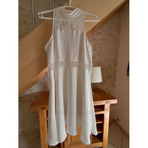 Robe Brodee Blanc Casse - Shein