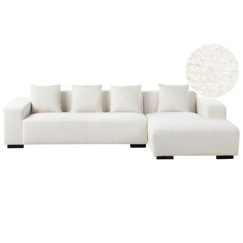 Canapé D'angle Lungo Bouclé Blanc 4 Places Côté Gauche