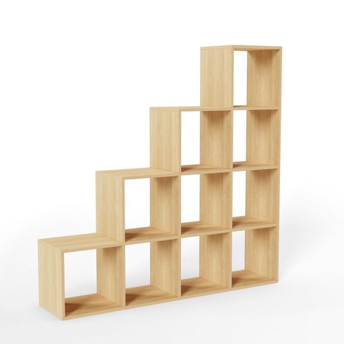 Miadomodo® Étagère Escalier - 10 Compartiments Carrés, Moderne, Robuste - Meuble Rangement, Étagère Bibliothèque, Salon, Chambre