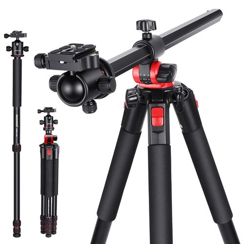 NEEWER 184cm Trépied Monopode Caméra, Colonne Centrale, Tête Sphérique Aluminium Plaque QR de Type Arca, Sac, Trépied Horizontal, Support de Caméra Aérienne pour Caméra DSLR Caméscope Charge Max.33lb