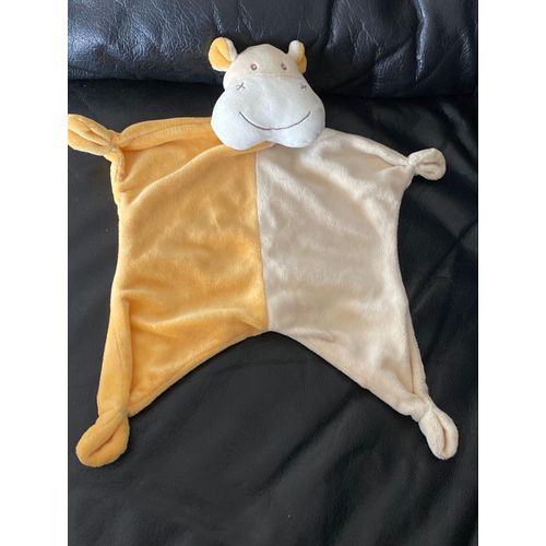 Doudou Plat Hippopotame Orange Jaune Paradise Toys 30cm