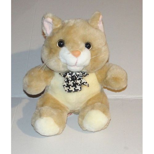 Peluche Chat Noeud Papillon Cuddle Wit - Doudou Chat Assis 23 Cm