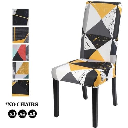 Lot De 4 Housse De Chaise Stretch Couverture De Chaise Extensible Housse Pour Chaise De Salle À Manger -Pm6