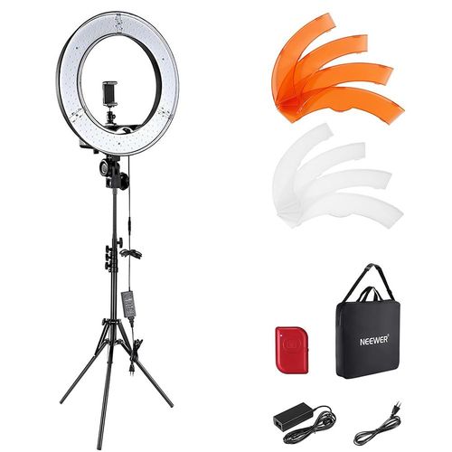 NEEWER Ring Light Professionnel avec Trépied: 18 Pouces 55W 5600K Réglable LED Anneau Lumineux avec Trépied, Récepteur Bluetooth pour Smartphone, Selfie, Youtube/TikTok Vidéo, Lampe Esthetique Tattoo
