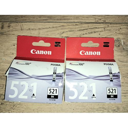 Lot de 2 cartouches d'encre pour imprimante noir Canon 521 chromalife 100+ Pixma