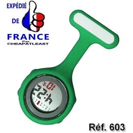 Montre D'infirmière Digital Multifonction: Alarme Chronomètre Date Snooze Affichage Lcd Broche Silicone Vert Poche Fourniture Hopital Personnel Hospitalier Sage-Femme Aide Soignante Médecin Pédiatre