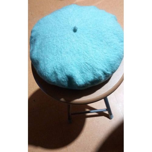 Béret Femme, Coloris Bleu Clair, Taille Unique, Coton, Acrylique, Diamètre Du Dessus 28 Cm Diamètre De L'ouverture Du Dessous 22 Cm,