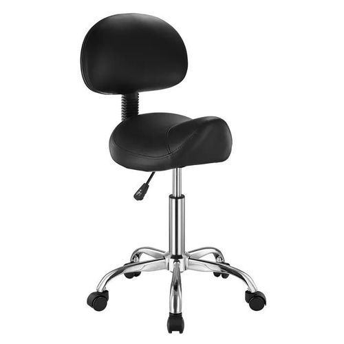 Tabouret De Selle Avec Support Dorsal Et Roulettes-Vevor-Capacité 204 Kg-Hauteur Réglable-Pour Salon, Spa, Massage-Noir