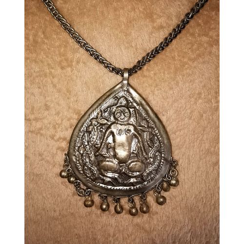 Grand Pendentif Berbère Bermil Ancien En Argent Et Grenats Du Maroc