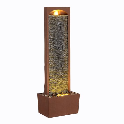 Teamson Home Fontaine Murale Led Design Moderne Rocher Rouge Exterieur