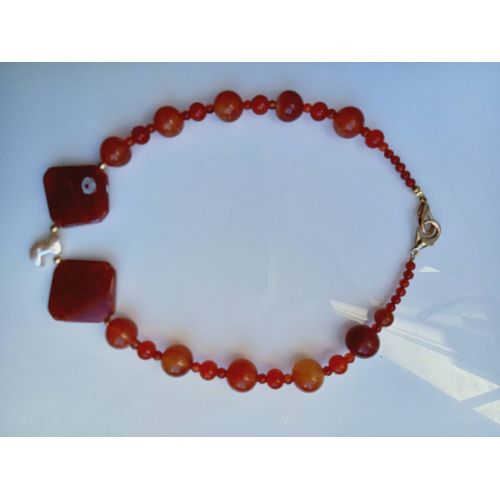 Collier Court En Agate Cornaline