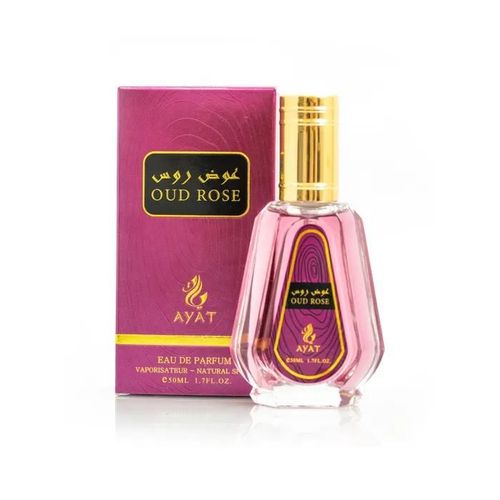 Eau De Parfum Oud Rose De Ayat Perfumes ¿ 50 Ml ¿ Mixte - Notes Florale, Fraiches Et Épicées Avec Des Touches De Oud Et De Rose 