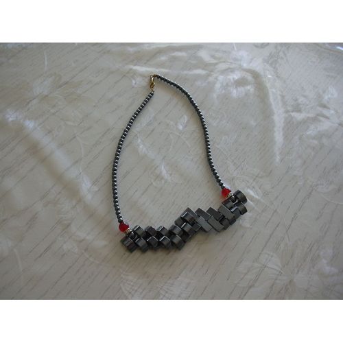 Collier Perle Céramique Gris