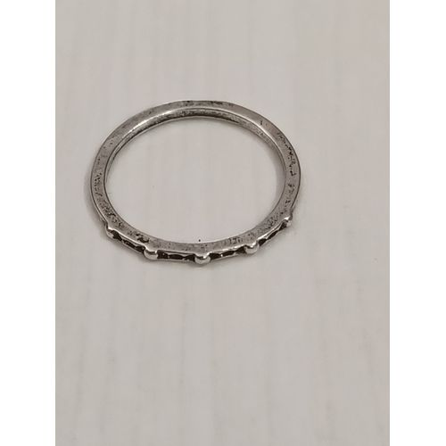 Bague Métal Argenté,Anneau Fin, Bandes Noires,Taille 16.88 Mm