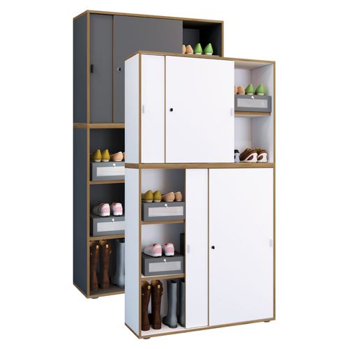 Vcm Armoire De Bureau En Bois Classeur Meuble De Bureau Armoire Salia 5 Compartiments Largeur 100 Cm Portes Coulissantes
