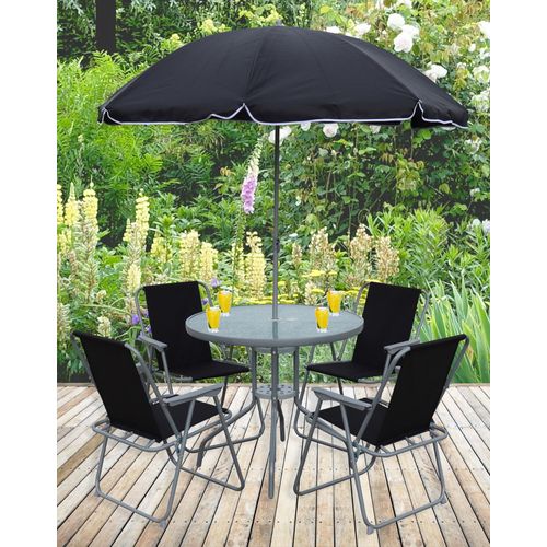 Vcm 6 Pcs. Meuble De Jardin Ensemble De Jardin Pliable Groupe De Repas Table De Bistrot Chaise De Jardin Parasol Set Maxola