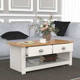 Vcm Table D'appoint En Bois Table Basse Table De Salon Tiroir Balusa Table D'appoint En Bois Table Basse Table De Salon Tiroir Balusa