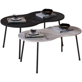 Vcm Table D'appoint Ovale En Bois Aspect Marbre Table Basse Table De Salon Mirola Table D'appoint Ovale En Bois Aspect Marbre Table Basse Table De Salon Mirola