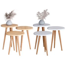 Vcm 3 Pcs. Set Bois Rond Table D'appoint Table Basse Table De Salon Barilo 3 Pcs. Set Bois Rond Table D'appoint Table Basse Table De Salon Barilo