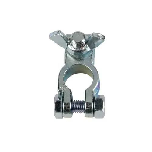 Connecteur de batterie fixation câble/cosse par écrou à oreilles - pôle positif - trou cosse Lampa Ø 10 m - argenté - 10 mm