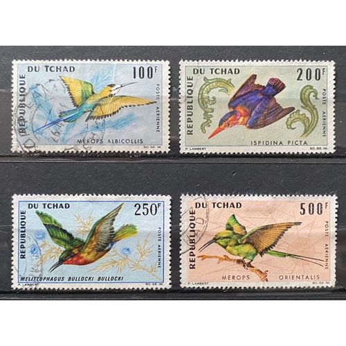 Lot De 4 Timbres Oblitérés Tchad 1966 / 1967 Y&t N ° Pa 31 À Pa 34