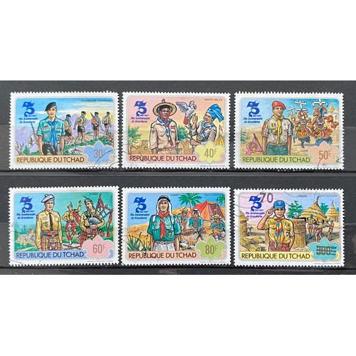 Lot De 6 Timbres Oblitérés Tchad 1982