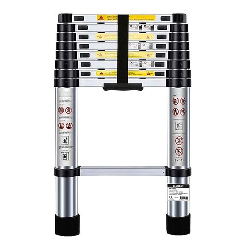 Échelle Télescopique BM TOOLS 2,6M en Acier Inoxydable, Charge 150kg Pliable Extensible Unique Droite Multi-Fonction, Bricolage