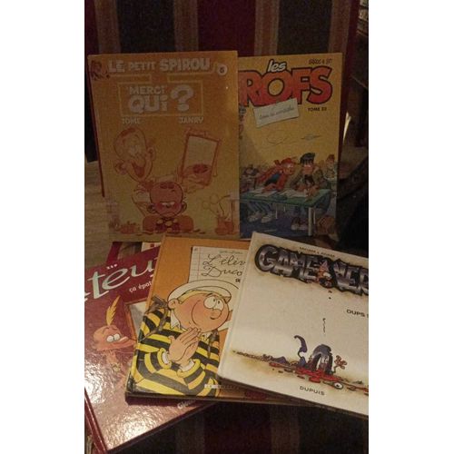 4 Bd: Les Prof Tome 22 ; Game Over Oups! ; Titeuf Ça Épate Les Filles ; Le Petit Spirou, Merci Qui? ; Ducobu L'élève Modele