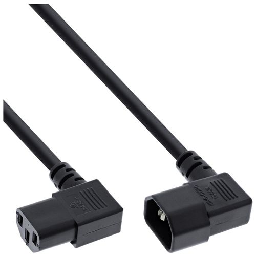 InLine - Rallonge de câble d'alimentation - IEC 60320 C14 pour power IEC 60320 C13 - 40 cm - connecteur à angle droit - noir