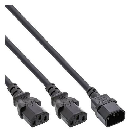 InLine Y-cable - Câble d'alimentation - IEC 60320 C14 pour power IEC 60320 C13 - 3 m - noir