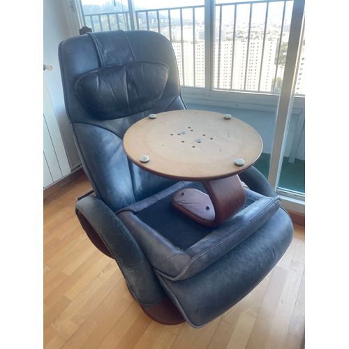 Fauteuil Cuir Et Noir Couleur Bleu Gris