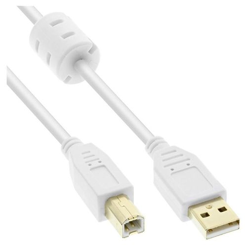 InLine - Câble USB - USB type B (M) pour USB (M) - USB 2.0 - 10 m - blanc
