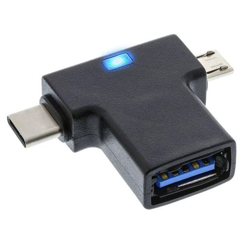 InLine - Adaptateur USB - USB type A (F) incliné pour 24 pin USB-C, Micro-USB de type B (M) incliné - USB 3.1 OTG - USB Power Delivery (3A, 60W) - noir