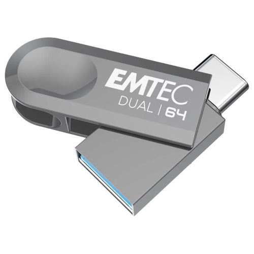 EMTEC Dual D280 - Clé USB - 64 Go - USB 3.2 Gen 1 / USB-C