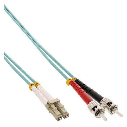 InLine - Cordon de raccordement - LC multi-mode (M) pour ST multi-mode (M) - 15 m - fibre optique - duplex - 50 / 125 microns - OM3 - sans halogène - turquoise