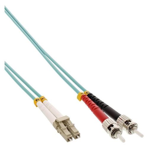 InLine - Cordon de raccordement - LC multi-mode (M) pour ST multi-mode (M) - 25 m - fibre optique - duplex - 50 / 125 microns - OM3 - sans halogène - turquoise